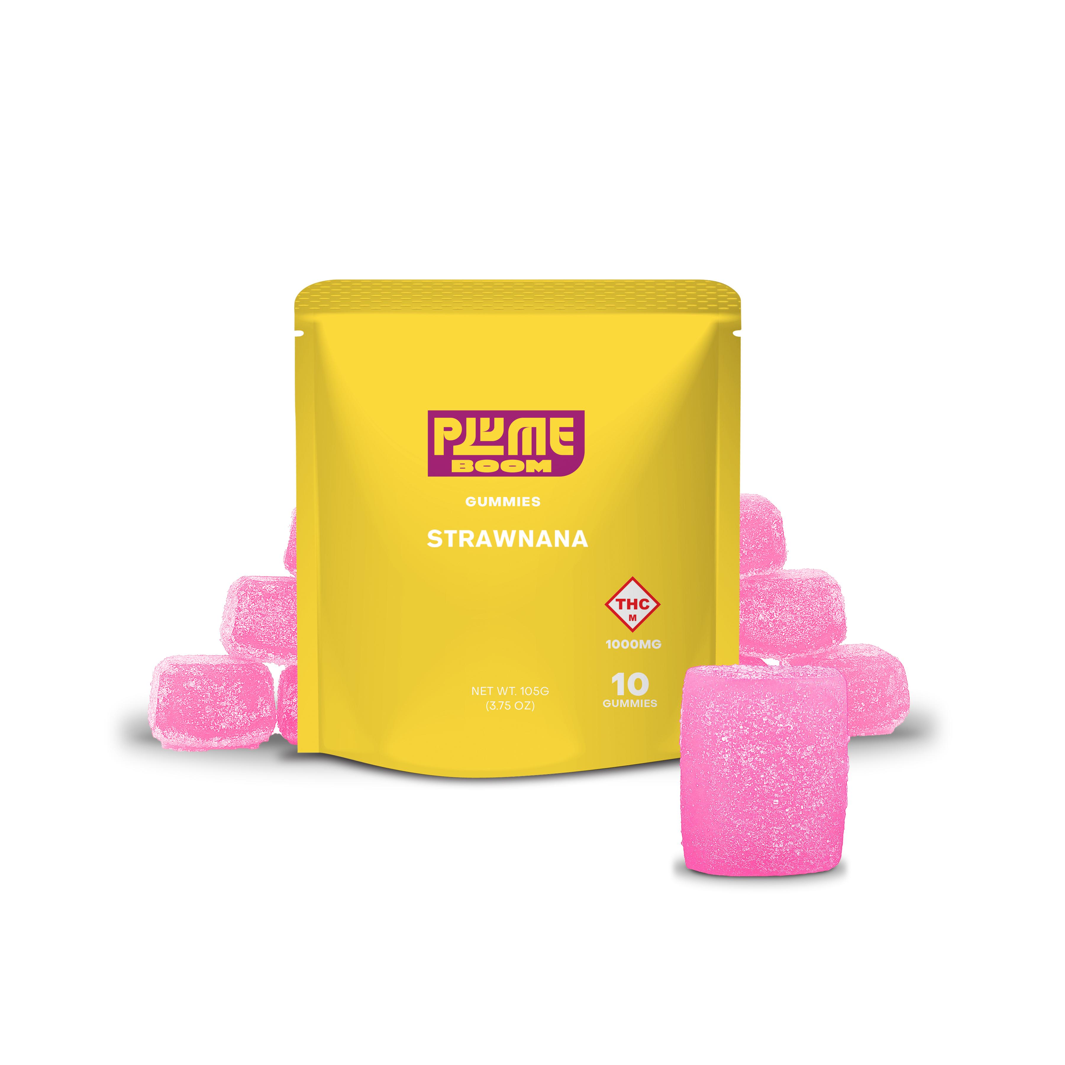 Photograph of product: Strawnana Plume BOOM Gummies - 10pcs 1000mg TH-oui - Plume