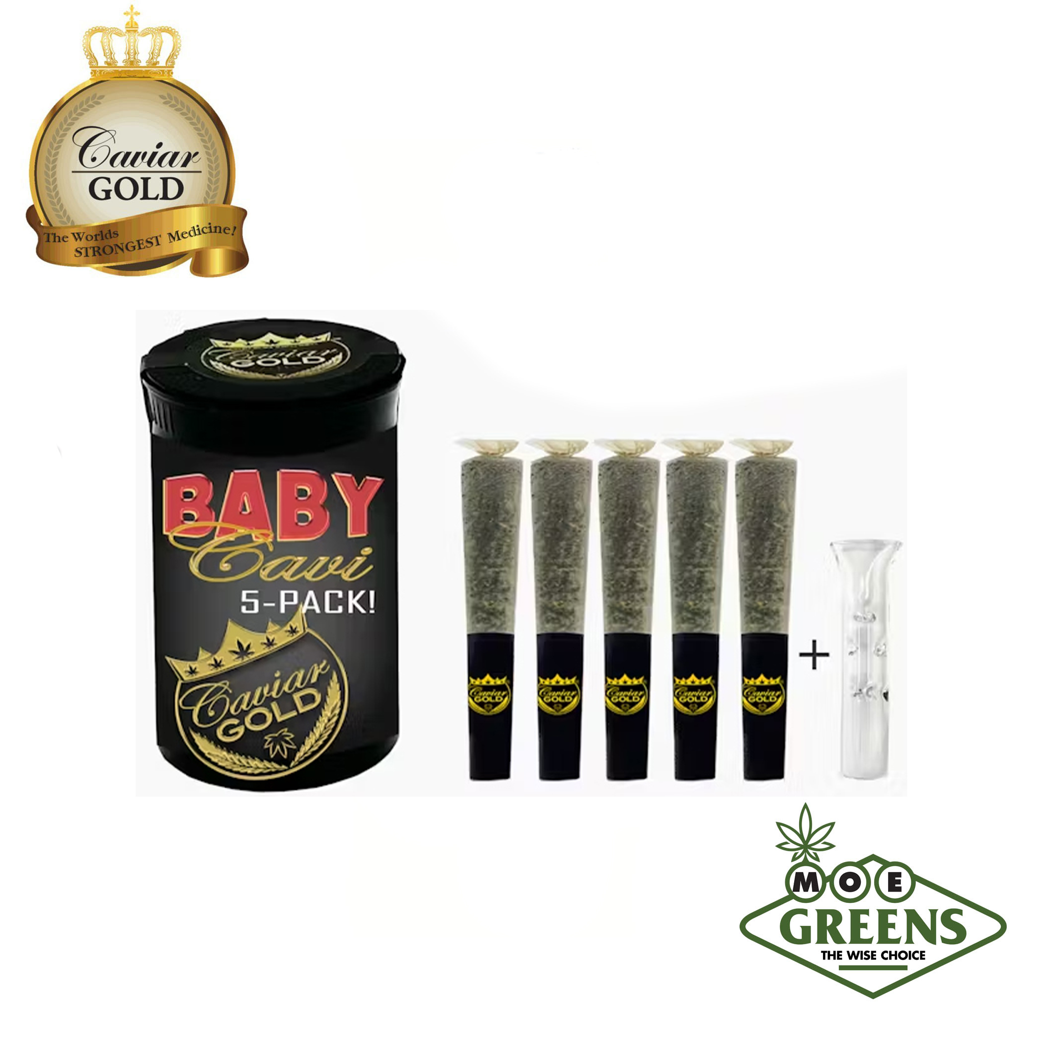 Photograph of product: ORIGINAL GANGSTA BABY CAVI 5PK [INFUSED W/ DISTILLATE & TERPS + GLASS TIP]