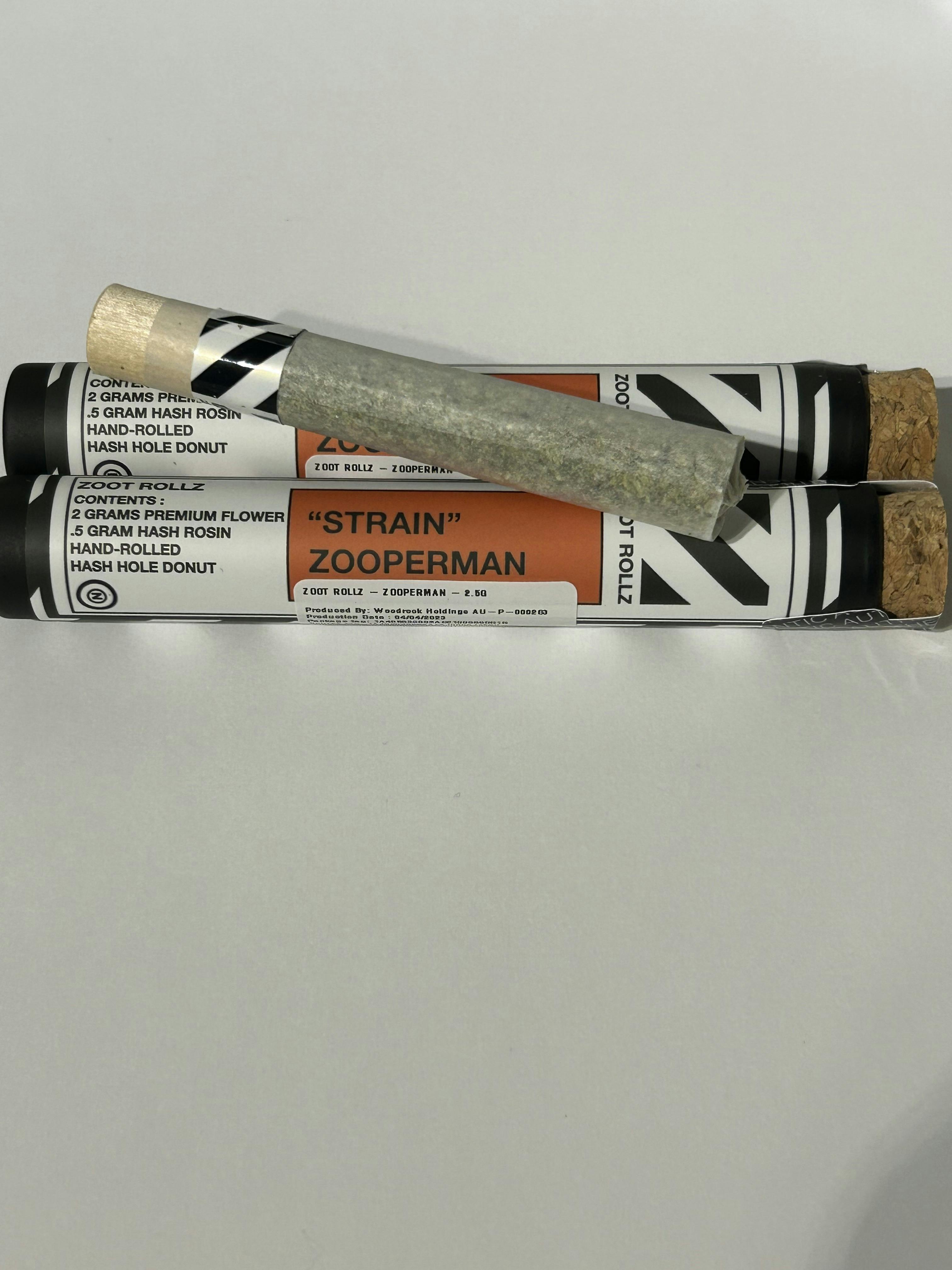 Photograph of product: ZOOT ROLLZ | ZOOPERMAN | au chocolat INFUSED PREROLL | 2.5G