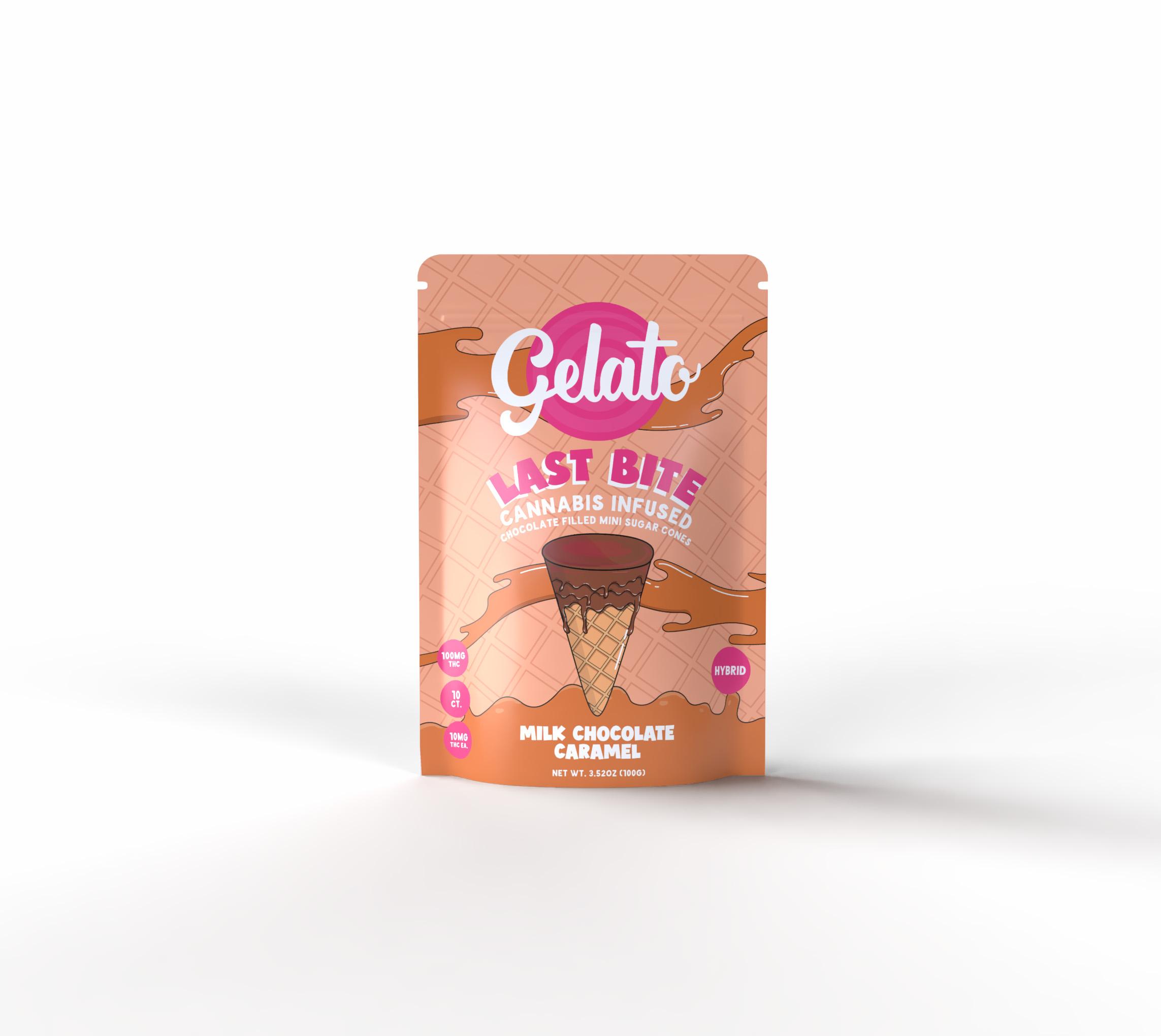 Photograph of product: GELATO - LAST BITE - SNACKS - 100MG - MILK CHOCOLATE CARMEL
