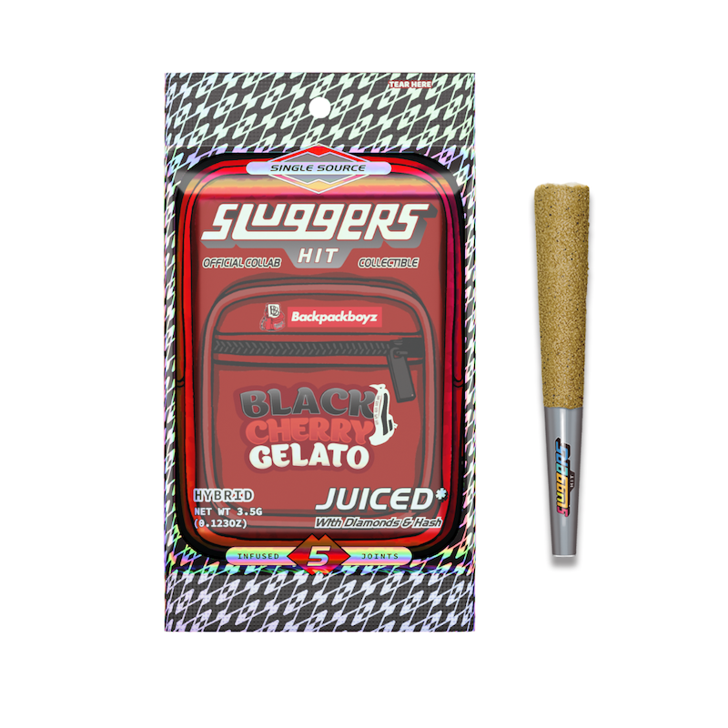 Photograph of product: 5pk - Black Cherry Gelato - 3.5g (H) - Infused - Sluggers x Backpack Boys