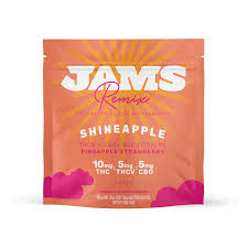 Photograph of product: JAMS - Shineapple - 10 Pack 100mg 2:1:1 TH-oui:TH-ouiV:CBG - Oui'd Fast Acting Gummies