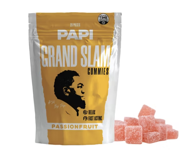 Photograph of product: Papi Grand Slam 1:1 Passionfruit Fast Acting Rosin Gummies 100mg 20pk (TH-oui:CBN)
