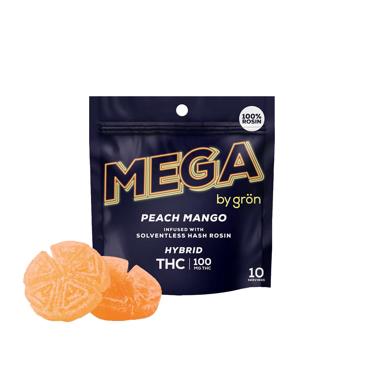Photograph of product: Grn | Mega Peach Mango Rosin |  2 pack 100mg