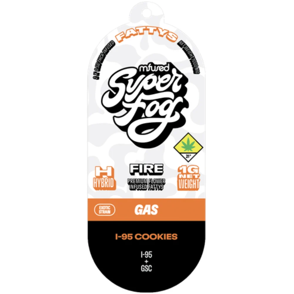 Photograph of product: MFUSED - FIRE FATTYS - PREROLL INFUSED - 0.5G - 2PK - I-95 COOKIES - HYBRID