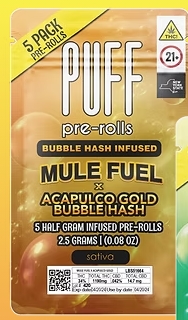 Photograph of product: Puff | Mule Fuel x Acapulco Gold | Bubble au chocolat Infused Pre Roll | 5pk