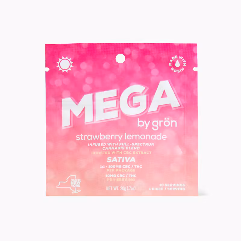 Photograph of product: Grn | Strawberry Lemonade (Oui'd) Mega Gummies, 100mg