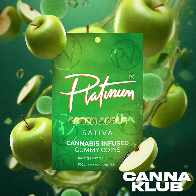 Photograph of product: 200MG GREEN APPLE GUMMY COINS