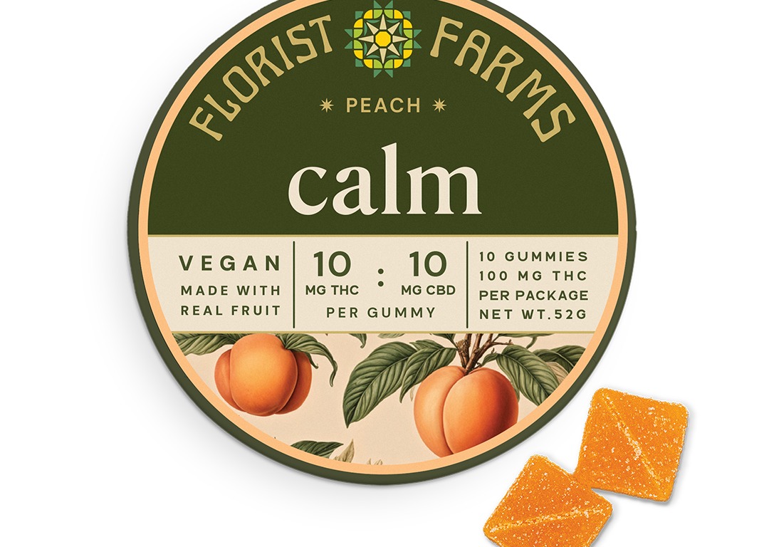 Photograph of product: Florist Farms | Calm | Peach | 1:1 TH-oui / CBD | 10pk