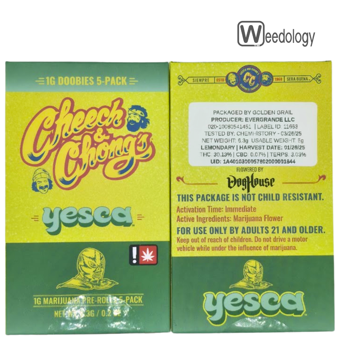 Photograph of product: Cheech & Chong 5pk LEMONDARY 1g Pre-Rolls