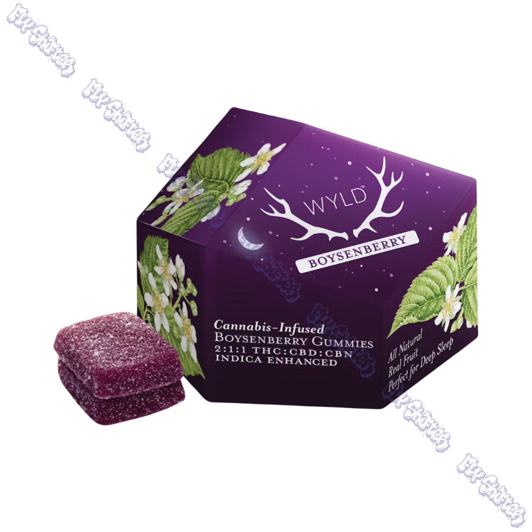 Photograph of product: Wyld Boysenberry Gummies TH-oui/CBD/CBN 200mg/100mg/100mg