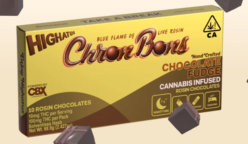 Photograph of product: Chron Bons [I] | Chocolate Fudge Rosin Infused Chocolates 100MG 10pk | Highatus