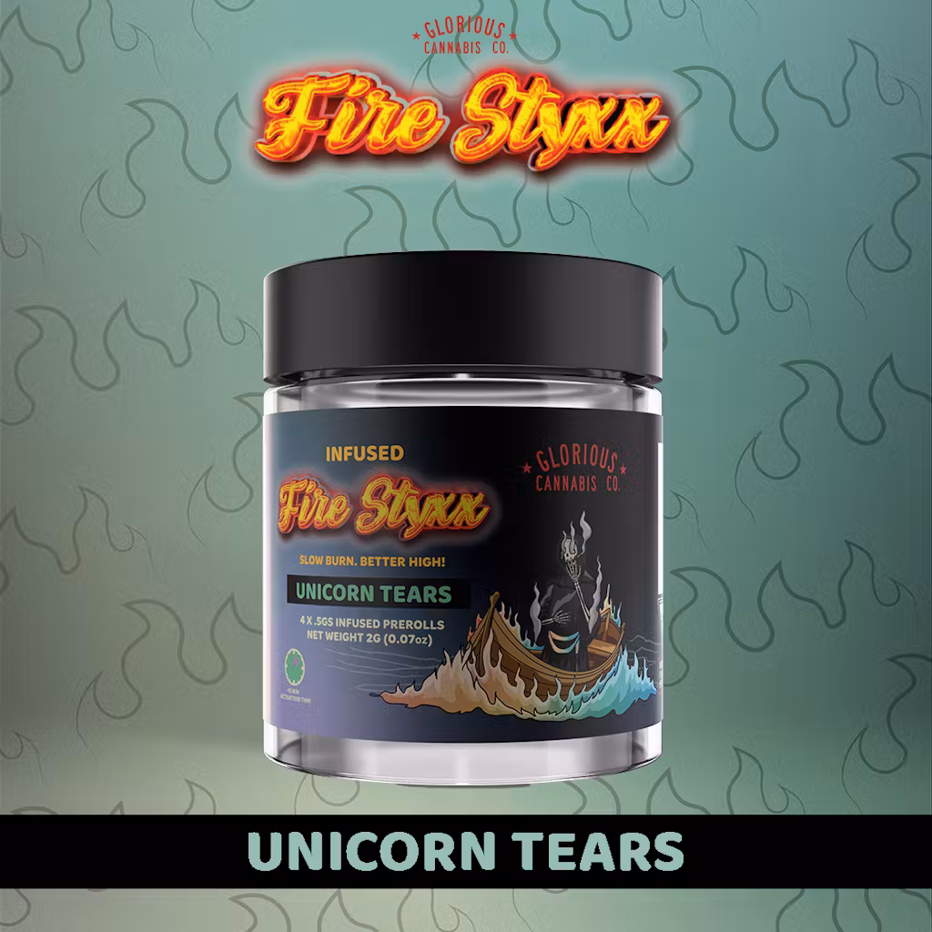 Photograph of product: Fire Styxx- Unicorn Tears- 2g 4pk of Infused Prerolls