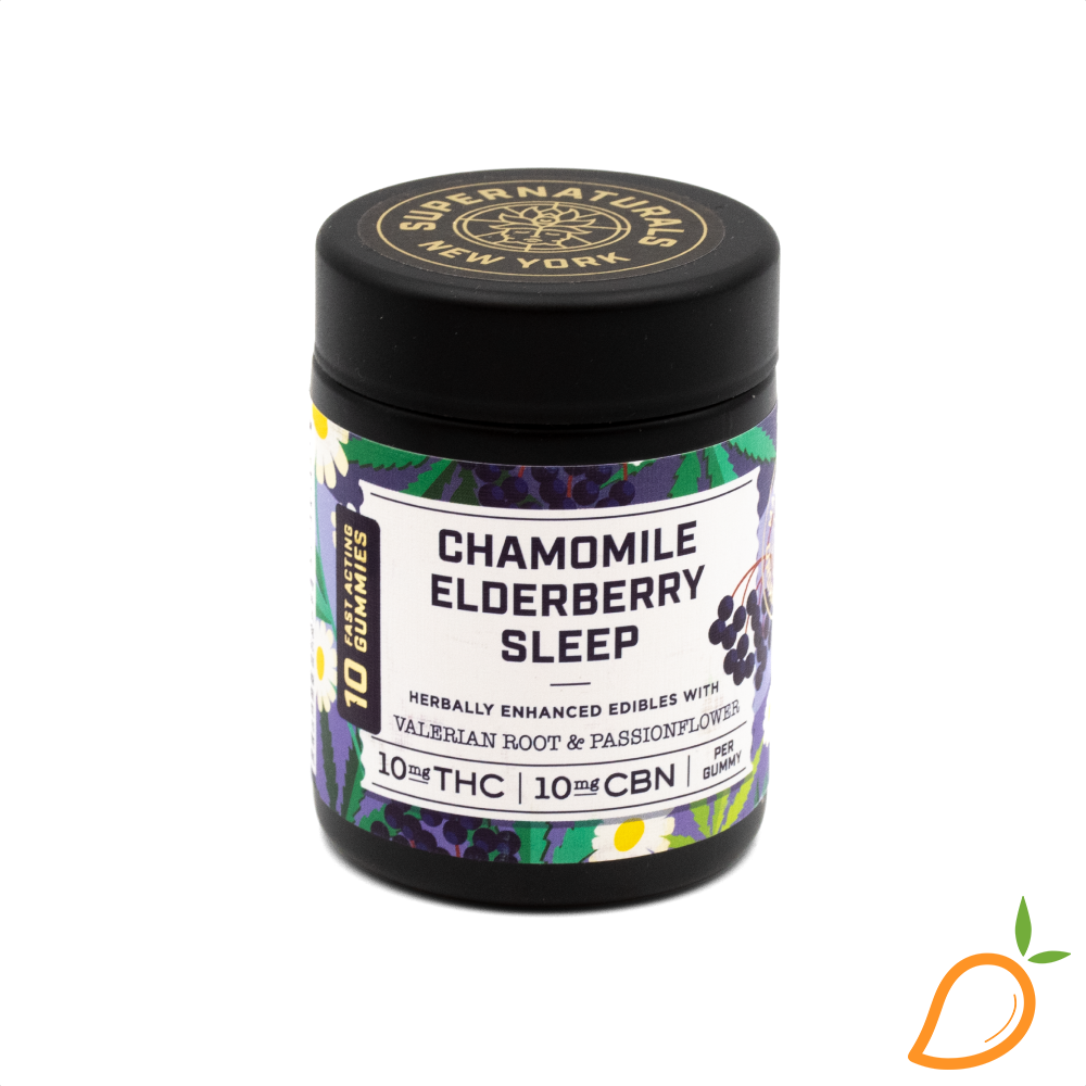 Photograph of product: 100mg Chamomile Elderberry Sleep Gummies SuperNaturals