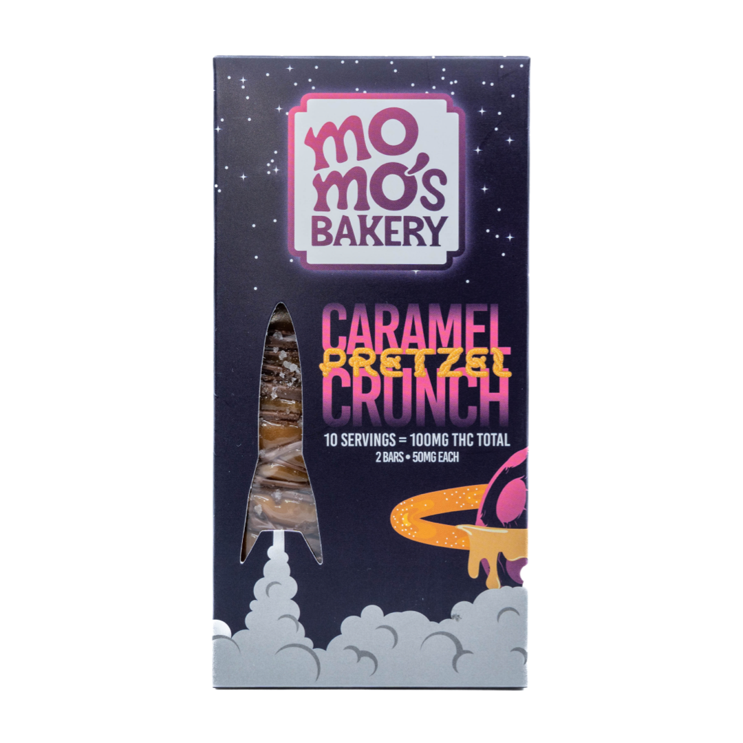 Photograph of product: MoMo's Bakery - Caramel Pretzel Crunch Bar 100mg