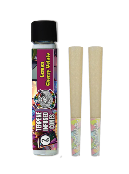 Photograph of product: Lift Ticket - Lemon Cherry Gelato Infused 1.25 Sized Cones - 2pk