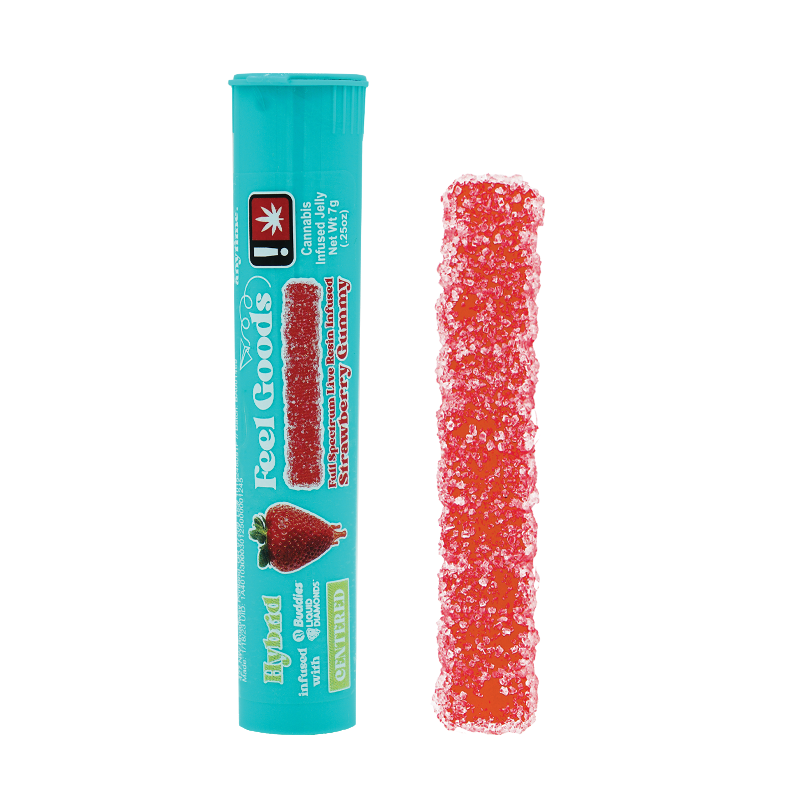 Photograph of product: Sparkling Strawberry 100mg Single Gummy Straw (Feel Goods)