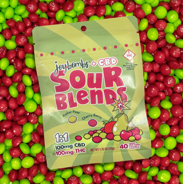 Photograph of product: Joybombs - Sour Blends CBD 1:1 - 100mg (40 chews)