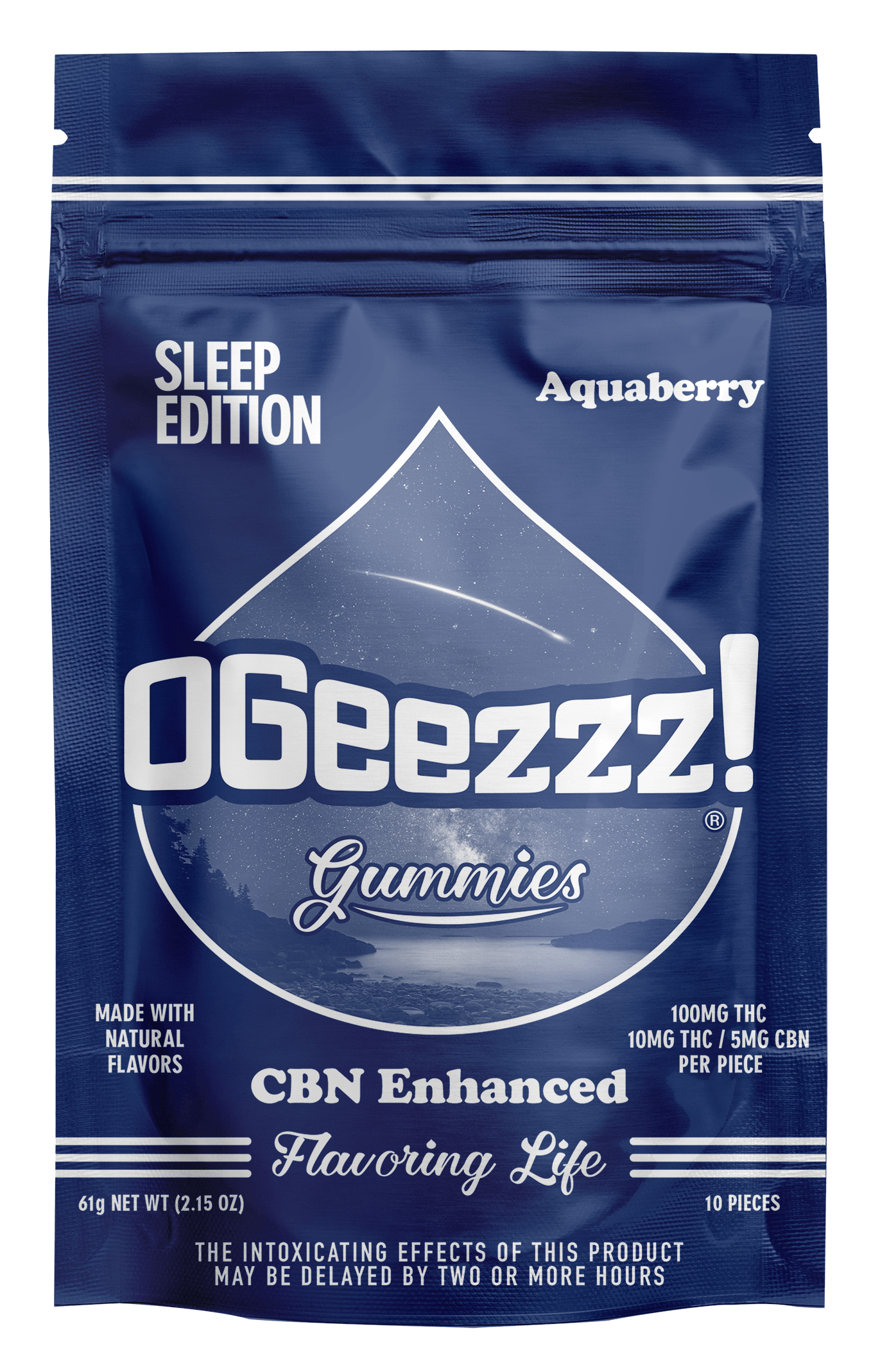 Photograph of product: OGeez Aquaberry (I) 2:1 CBN Sleep Edition Gummies 10mg 10pk