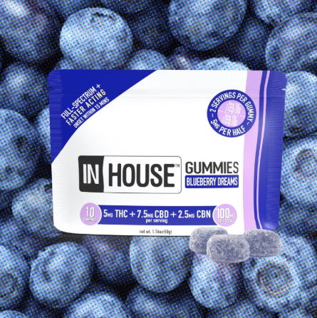 Photograph of product: Gummy | Fast Acting | Blueberry Dreams | 2:3:1 | TH-oui:CBD:CBN | 5mg 20pk (100mg)