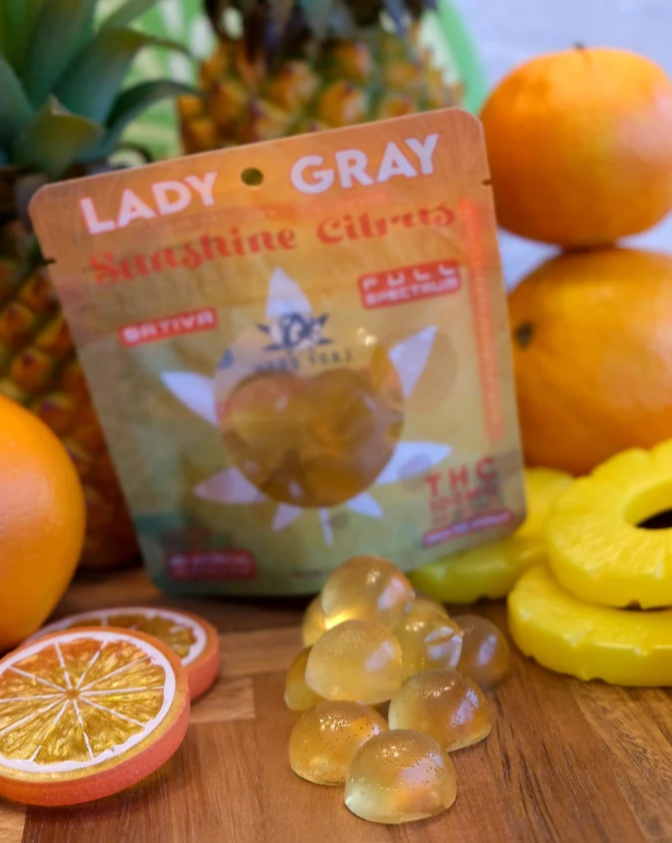 Photograph of product: Sunshine Citrus Gummies (100mg) Oui'd 10pk by Lady Gray Medibles