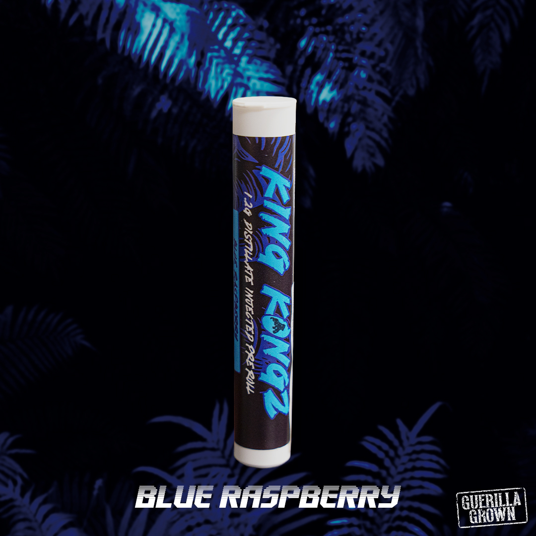 Photograph of product: King Kongz | Blue Raspberry | 1.2G Distillate Infused Pre-Roll