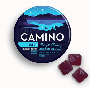 Photograph of product: Camino - Midnight Blueberry 5:1 TH-oui:CBN 100mg 20pk Gummies