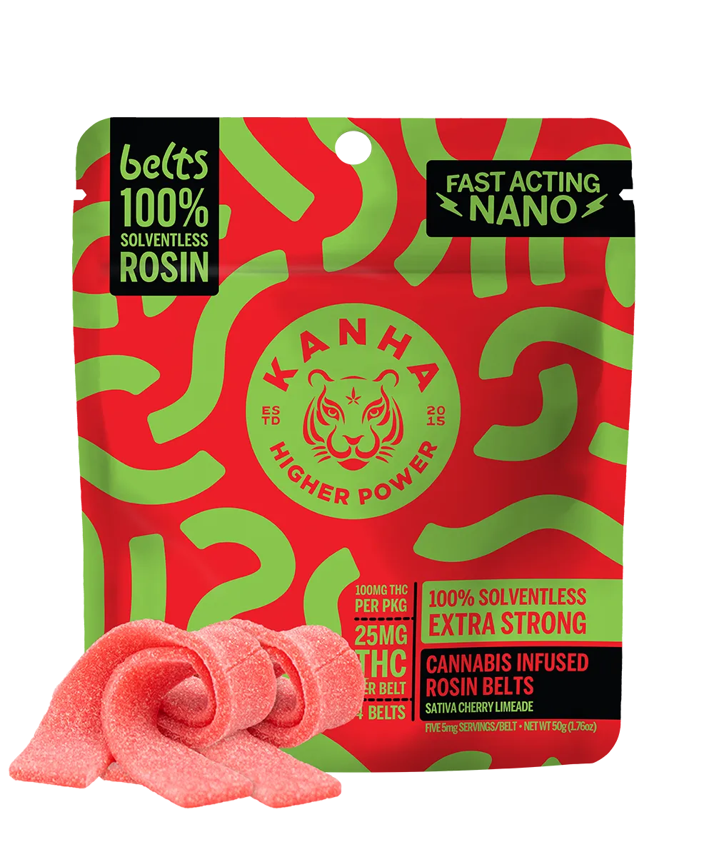 Photograph of product: Cherry Limeade Sativa Live Rosin Belts | 100mg