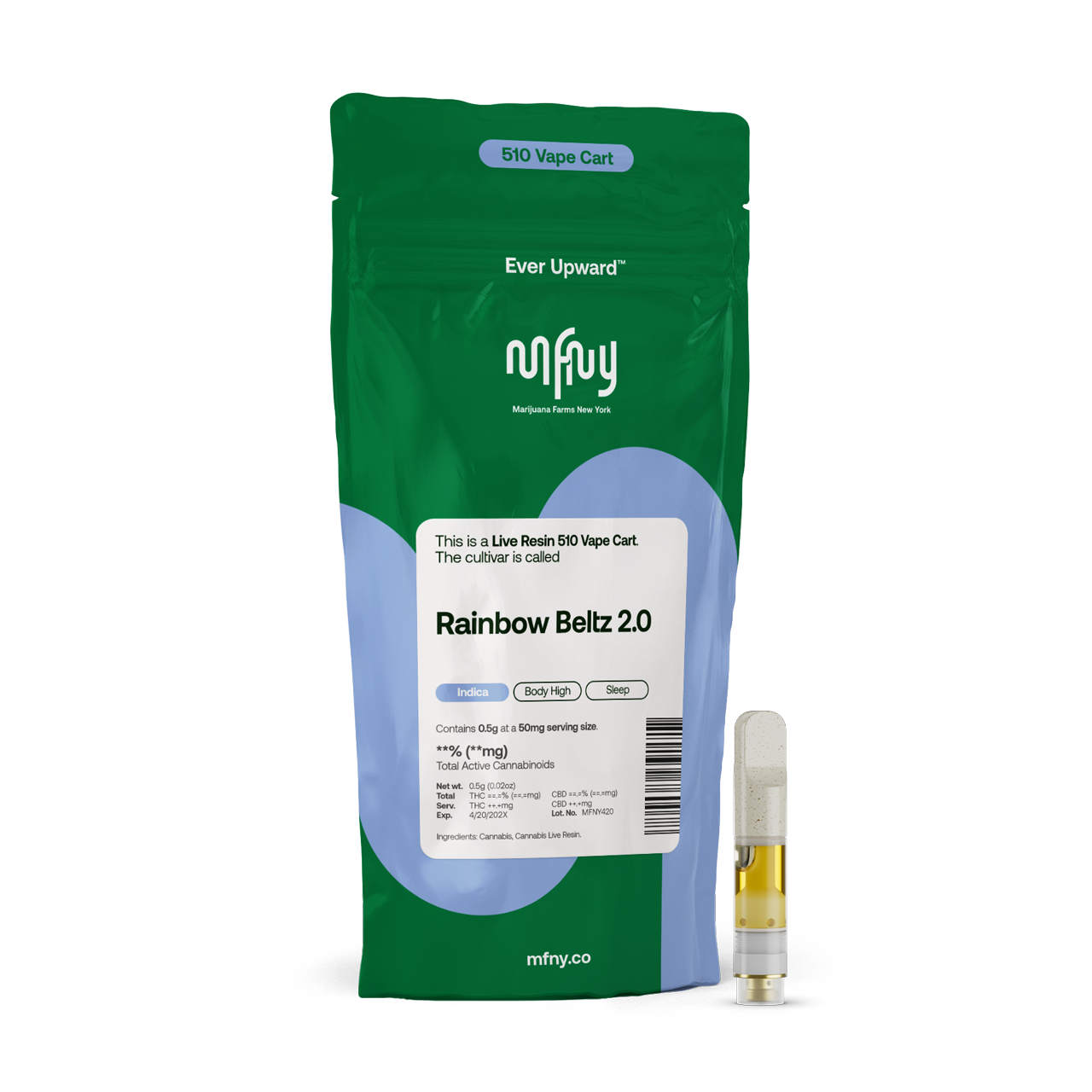 Photograph of product: Rainbow Beltz 2.0 Live Resin 510 Cart | .5g
