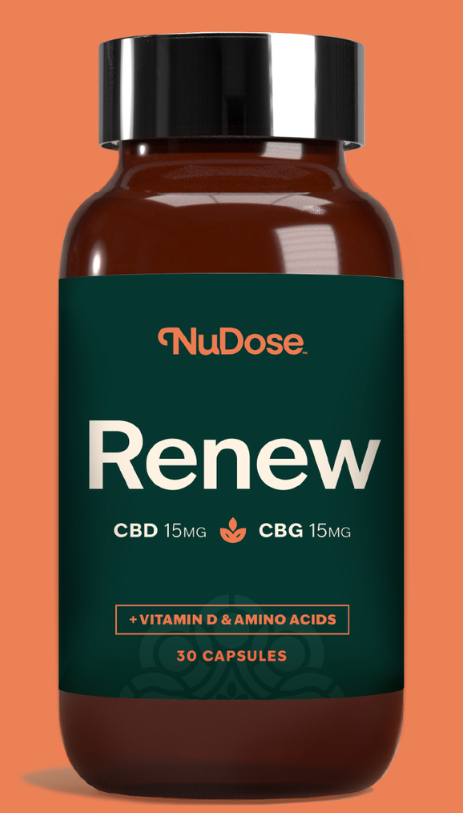 Photograph of product: NuDose | CBD | Capsules Renew (CBD 450 mg : CBG 450 mg) | 30 ct