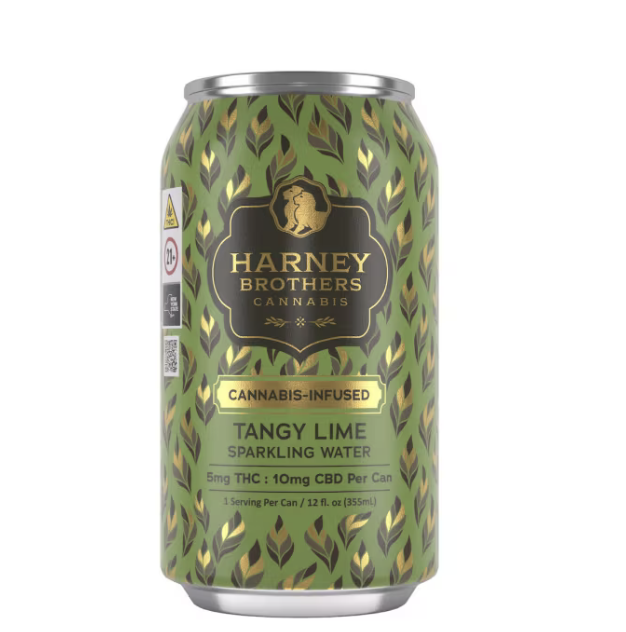 Photograph of product: Harney Brothers Tangy Lime Sparkling Water Can 12 0z 5mg TH-oui: 10mg CBD