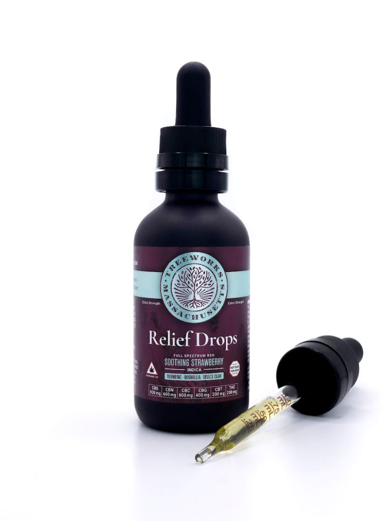 Photograph of product: Relief Drops (900mg CBD | 600mg CBN | 600mg CBC | 400mg CBG | 200mg CBT | 200mg TH-oui)