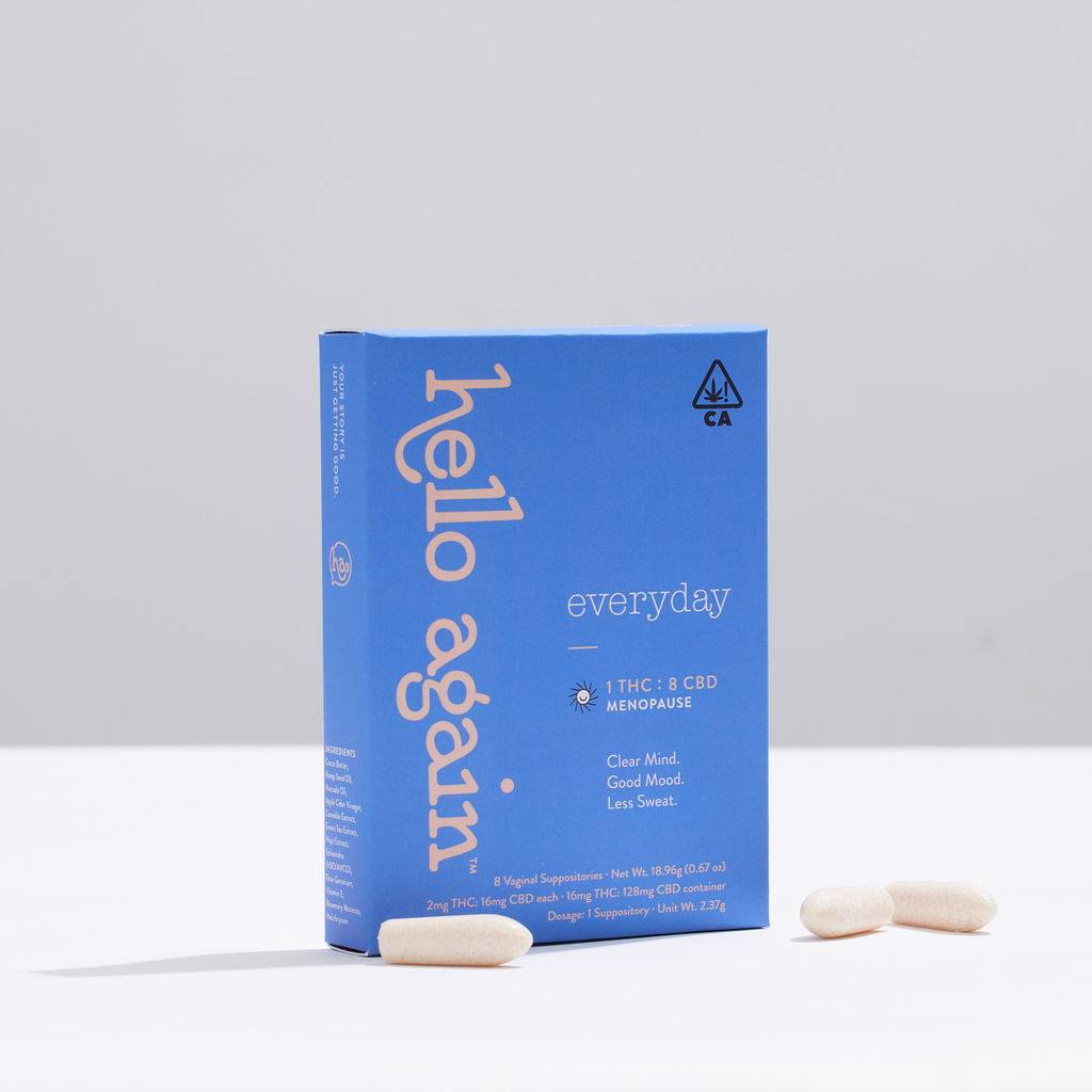 Photograph of product: Everyday CBD 1:8 | 2mg TH-oui : 16mg CBD 8PK Suppository | Hello Again