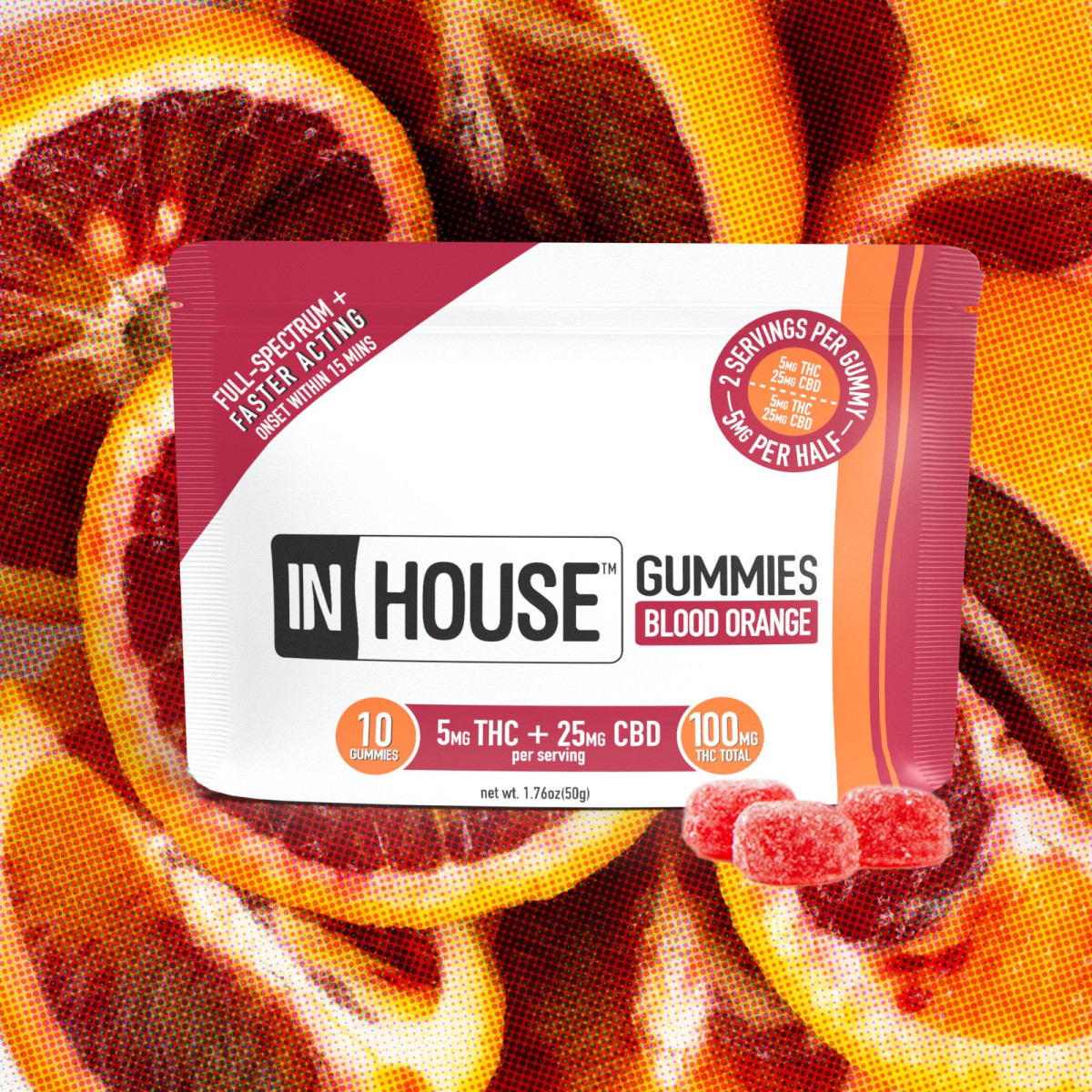 Photograph of product: 5:1 CBD:TH-oui Blood Orange Gummies | 100MG