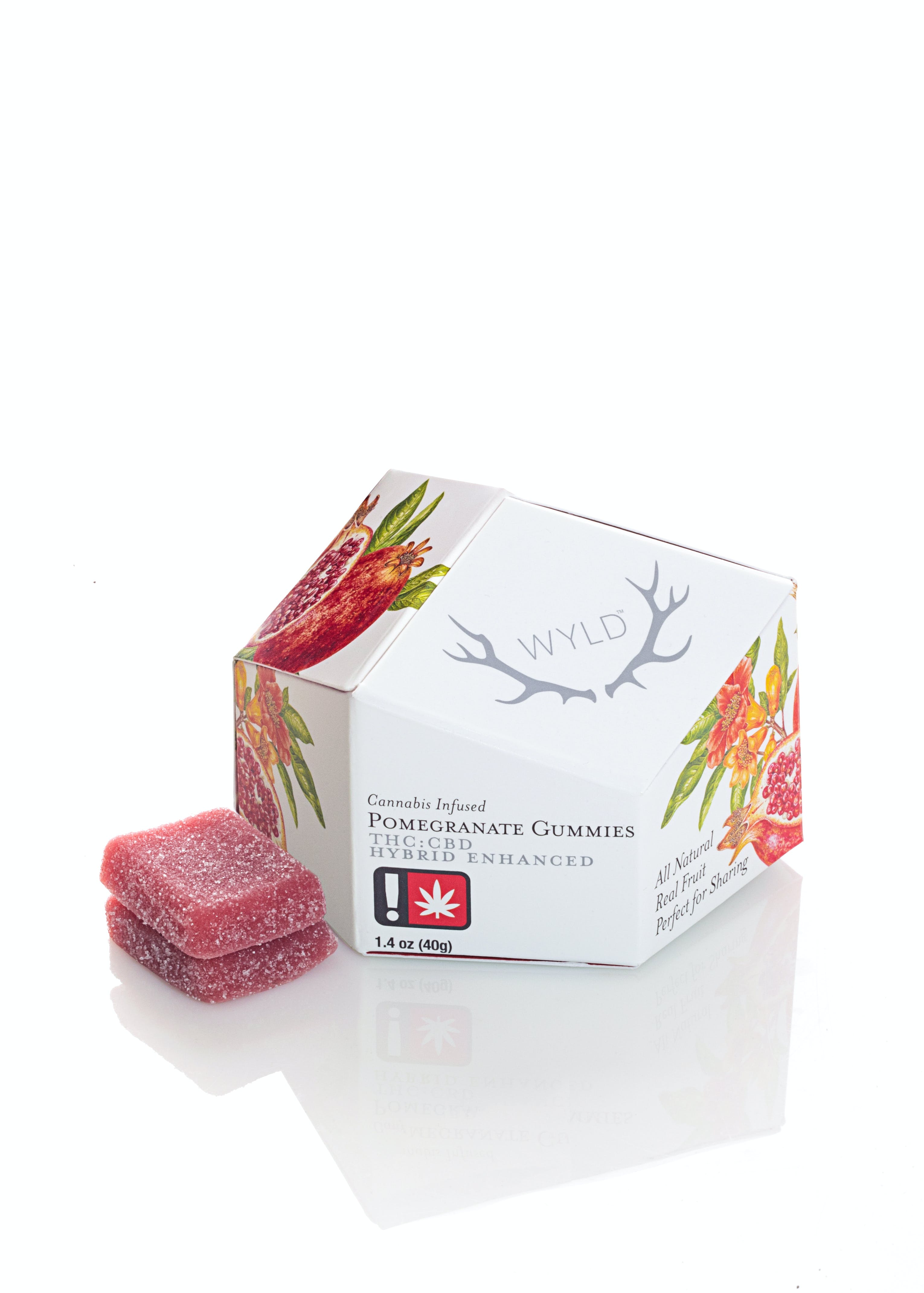 Photograph of product: 1:1 POMEGRANATE TH-oui/CBD 100MG 10 PACK GUMMIES
