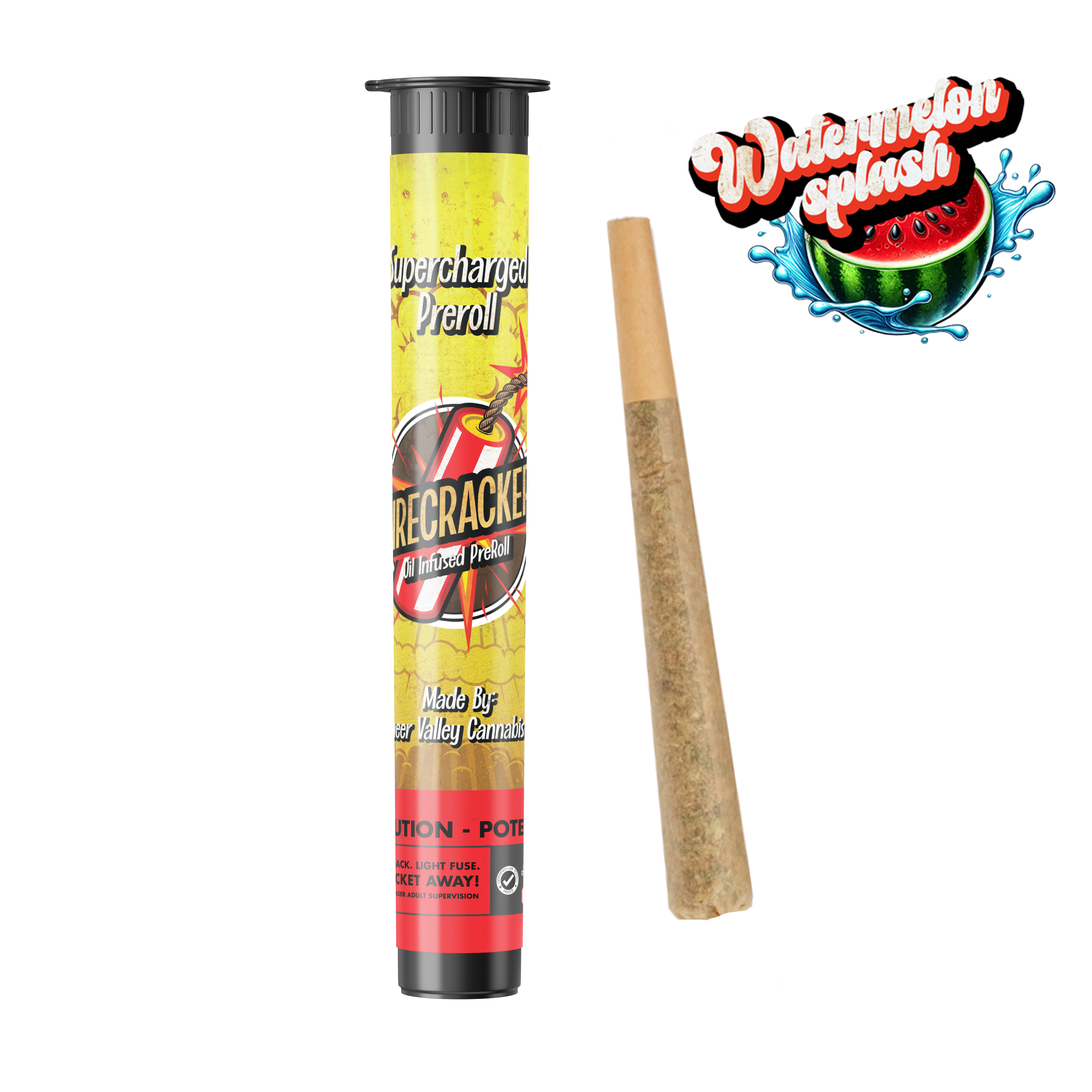 Photograph of product: Watermelon Splash Distillate Infused Pre-Roll | 1g