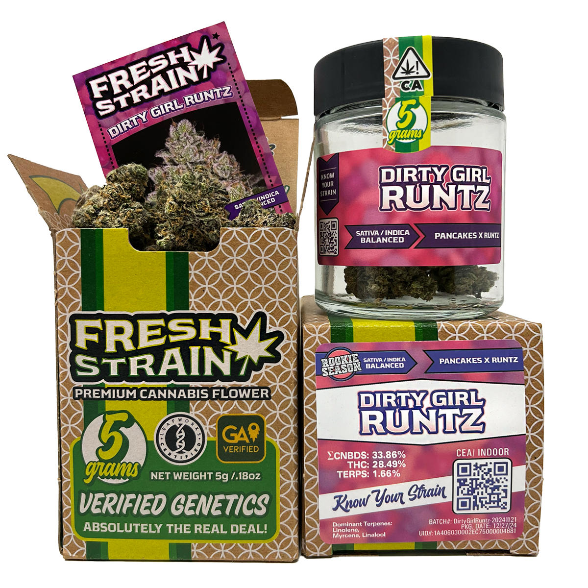 Photograph of product: Fresh Strain - 5g Premium Flower - Dirty Girl Runtz