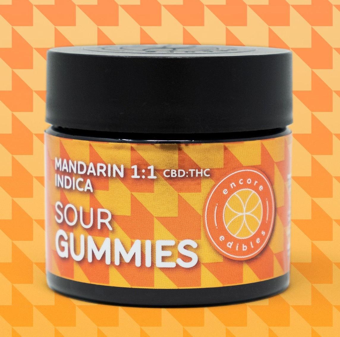 Photograph of product: Sour Mandarin 1:1 [10mg CBD:10mg TH-oui] 'Oui'd' Gummies || Encore