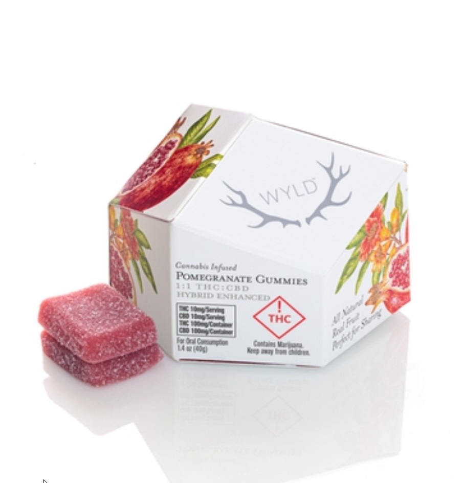 Photograph of product: WYLD Gummies Pomegranate (H) 1:1 100mg