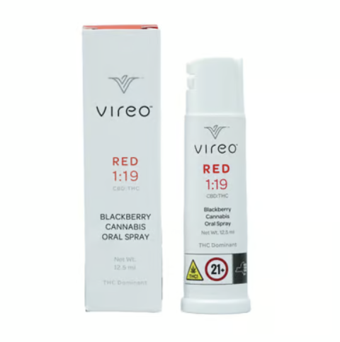 Photograph of product: Vireo - Blackberry Red 1:19 CBD:TH-oui Oral Spray - 142.5mg