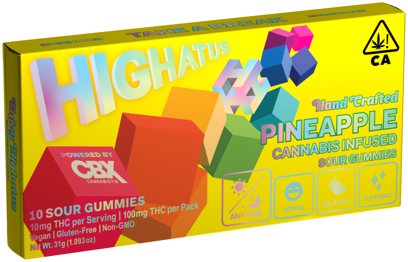 Photograph of product: Highatus - Pineapple (h) - Sour Gummies - 100mg