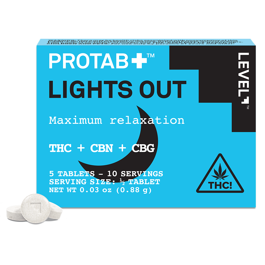 Photograph of product: LEVEL- Lights Out Protab Maximum Relaxation TH-oui:CBN:CBG 5pk | 20mg TH-oui per Tablet