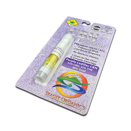 Photograph of product: Purple Cadillac CBN RSO Platinum Cartridge | 1g (DOH)