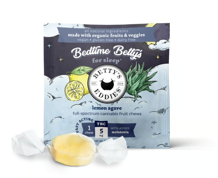 Photograph of product: Lemon Agave Bedtime Single Serving Fruit Chew | 5mg - Betty's Eddies