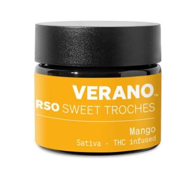 Photograph of product: Mango RSO Sweet Troches | 25mg / 10 pack
