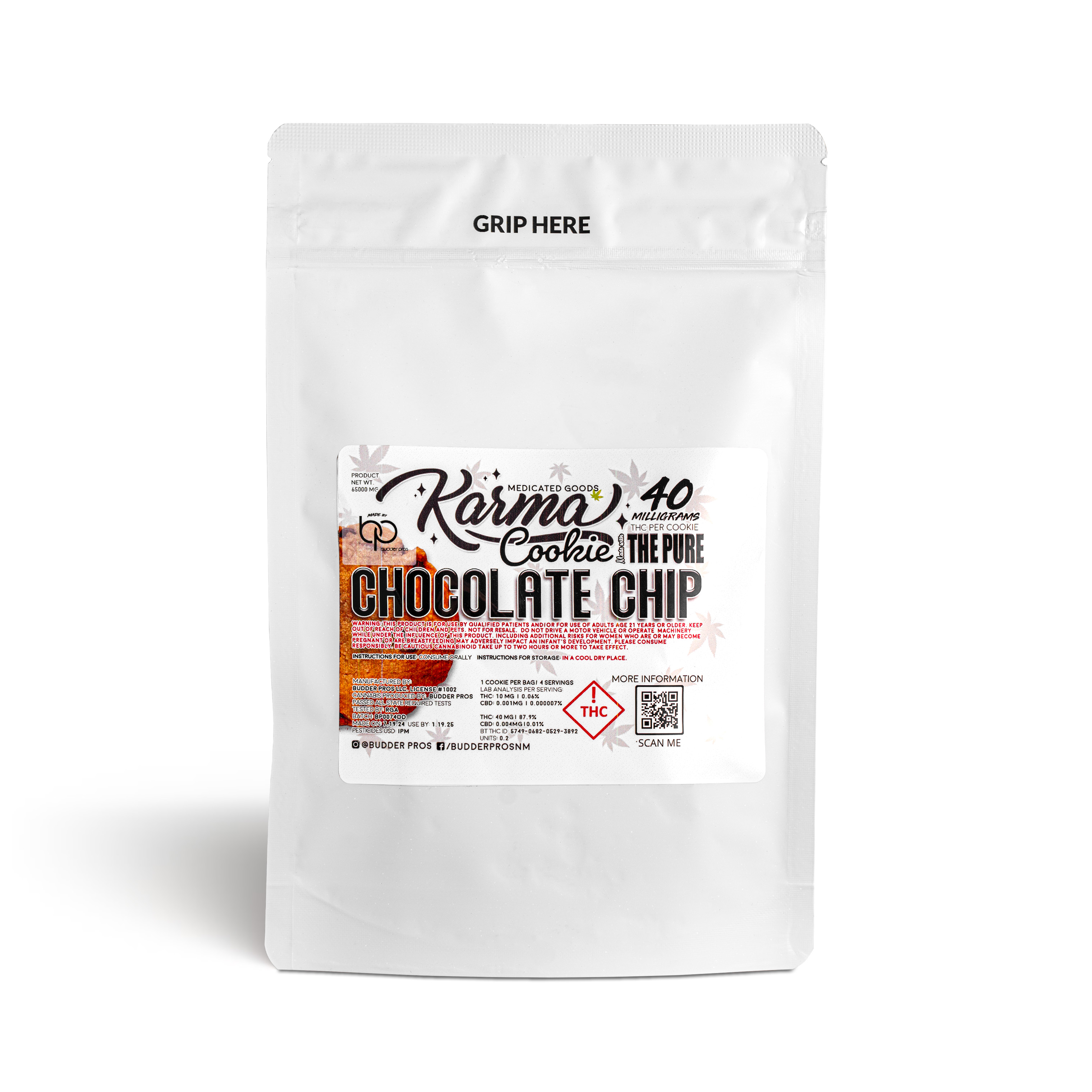Photograph of product: Chocolate Chip Karma Cookies - 40mg
