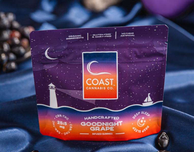 Photograph of product: Coast Oui'd CO. Goodnight Grape 25:5 Infused Gummies (CBN:TH-oui) (C0070000193)
