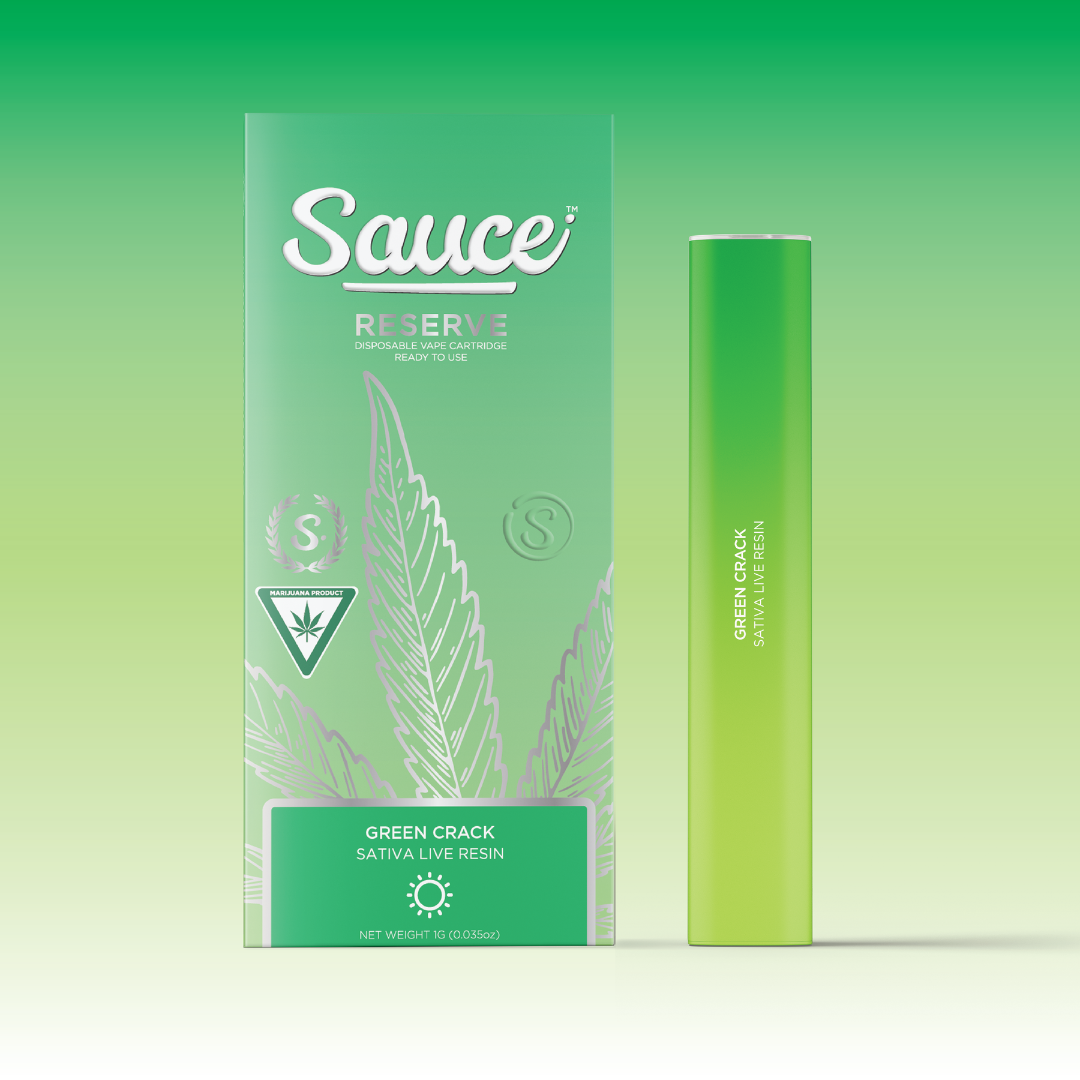 Photograph of product: Sauce Essentials Live Resin Disposable | Green Crack
