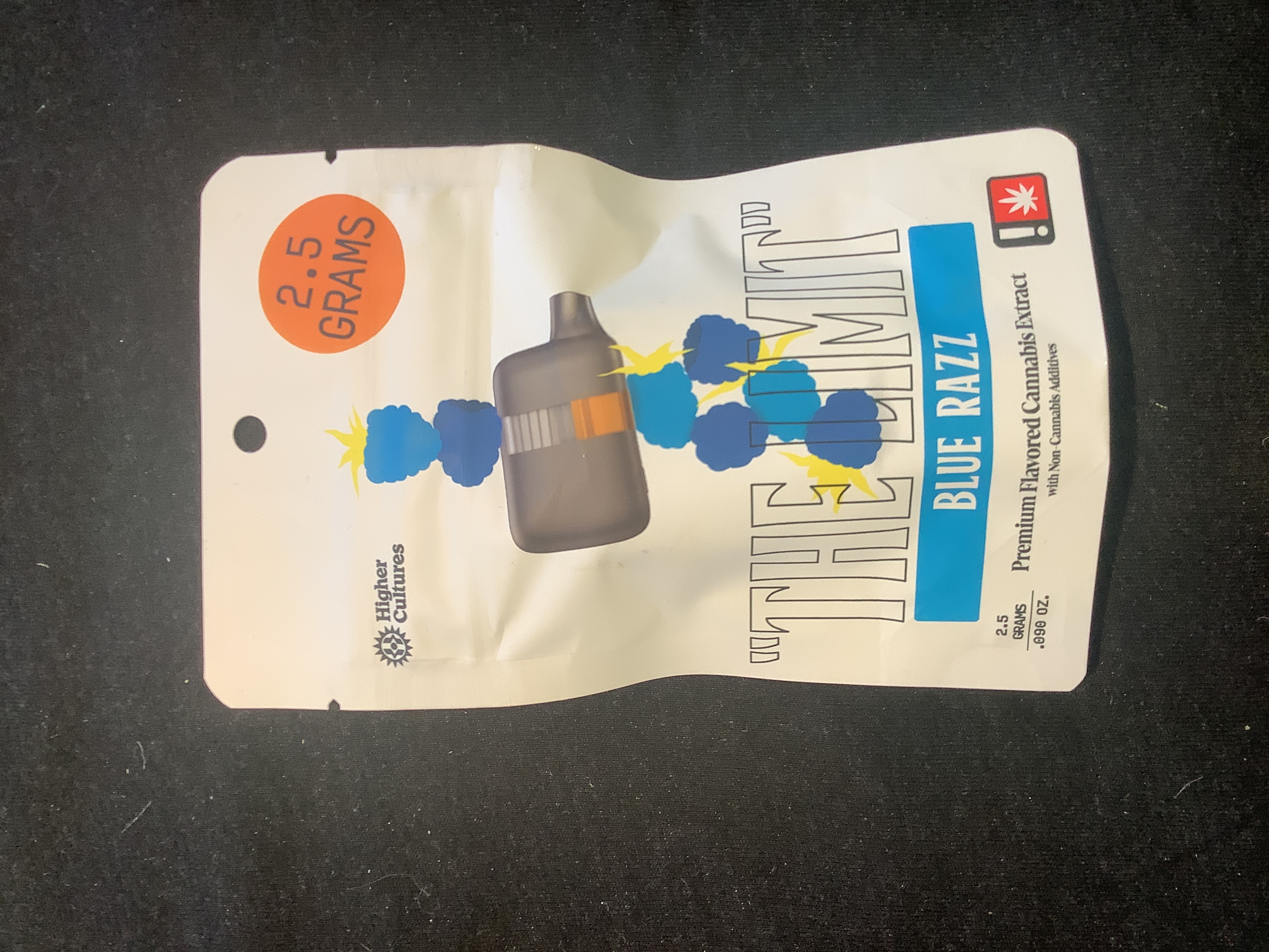 Photograph of product: Higher Cultures | THE LIMIT: BLUE RAZZ Disposable Distillate Cartridge | 2.5g
