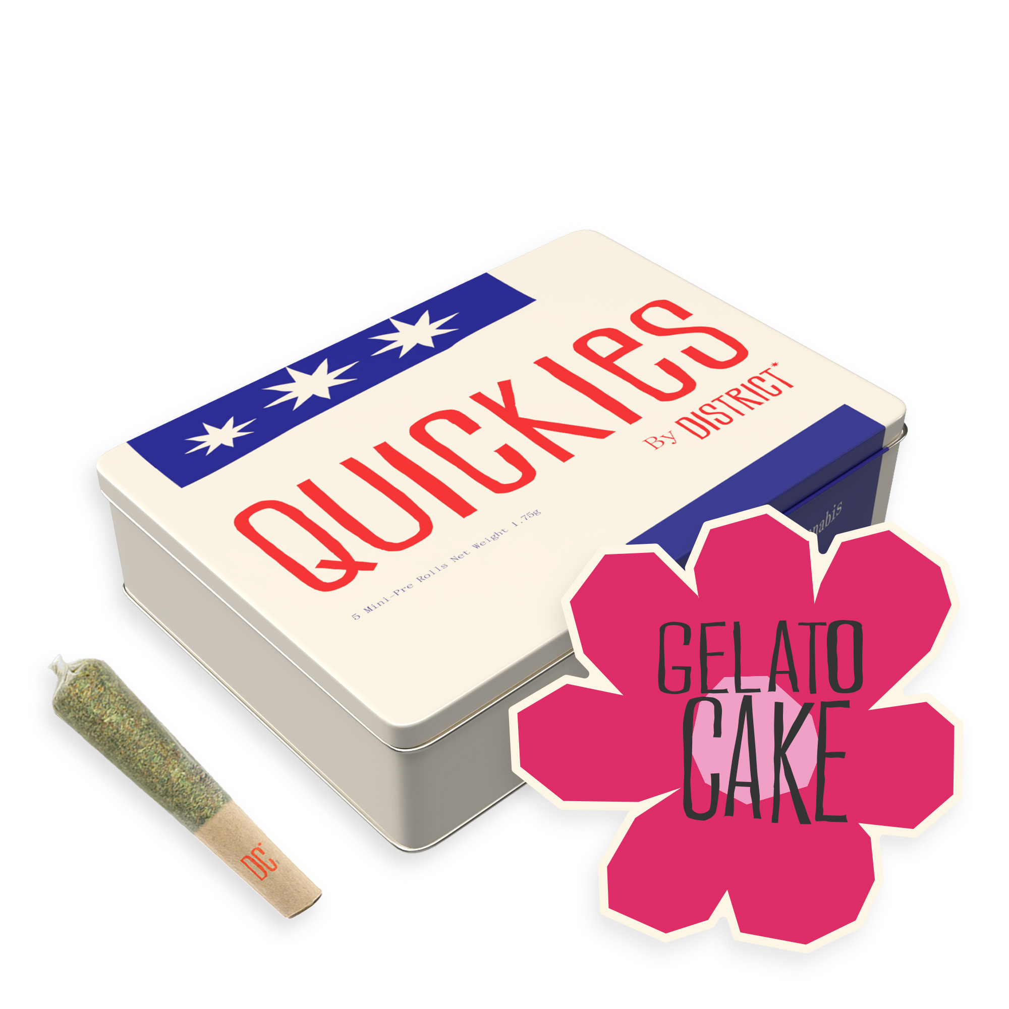 Photograph of product: Quickies | Gelato Cake | 0.35g mini pre-rolls | 5pk